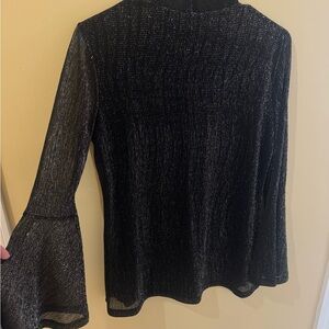 Alfani Metallic Black Long Sleeve Top